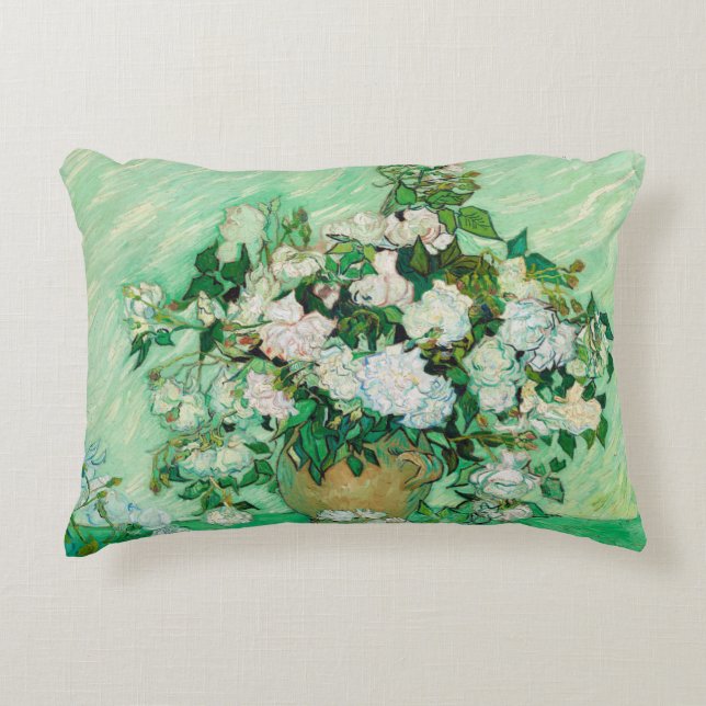 Vase mit Rosen durch Vincent van Gogh Zierkissen (Vorderseite)