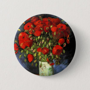 Vase mit roten Mohnblumen von Vincent van Gogh Button
