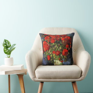Vase mit roten Mohnblumen von Vincent van Gogh Kissen