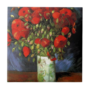 Vase mit roten Papieren Vincent van Gogh Fliese