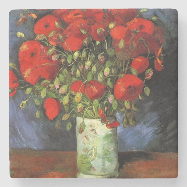 Vase mit Roten Pfefferlingen von Vincent Van Gogh Steinuntersetzer (Vorderseite)