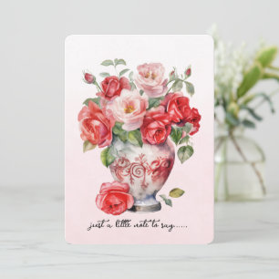 Vase mit roten Rosen Notizkarte Mitteilungskarte