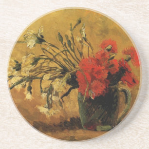 Vase mit roten und weißen Nelken, van Gogh Untersetzer