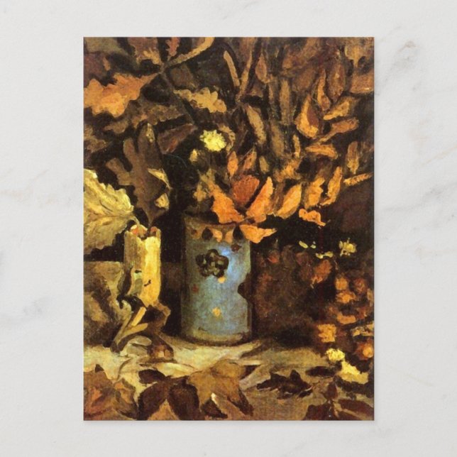 Vase mit toten Blätter Van Gogh Fine Art Postkarte (Vorderseite)