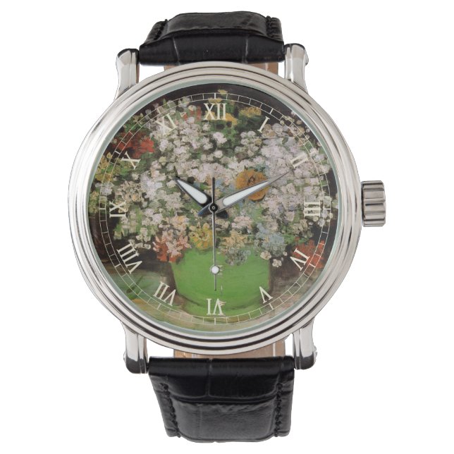 Vase mit Zinnia-Blume von Vincent van Gogh Armbanduhr (Vorderseite)