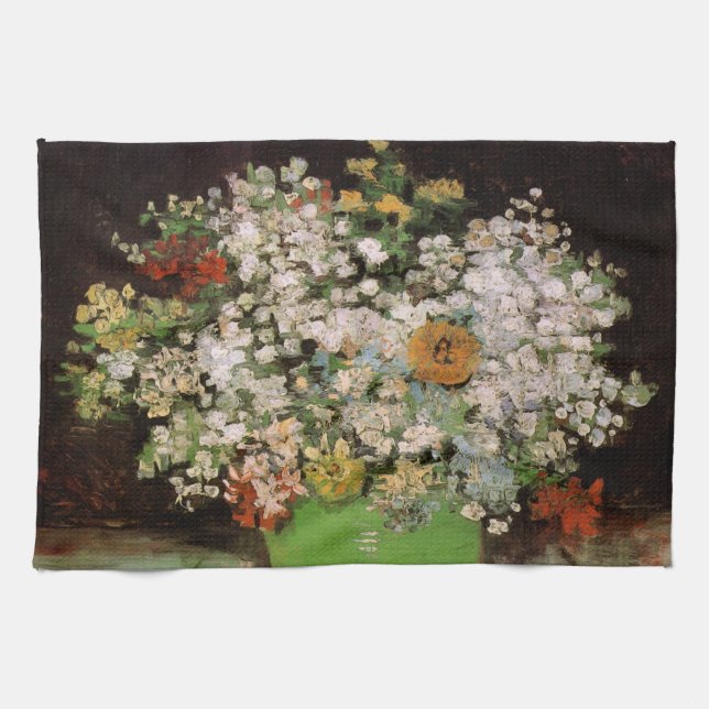 Vase mit Zinnia-Blume von Vincent van Gogh Geschirrtuch (Horizontal)