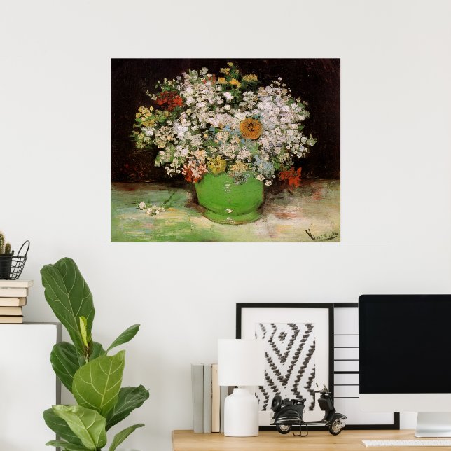 Vase mit Zinnia-Blume von Vincent van Gogh Poster (Heimbüro)
