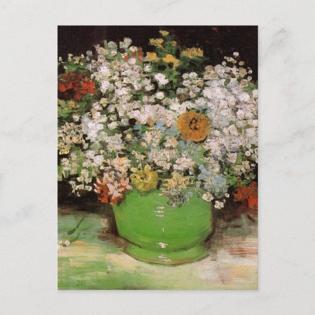 Vase mit Zinnia-Blume von Vincent van Gogh Postkarte (Vorderseite)