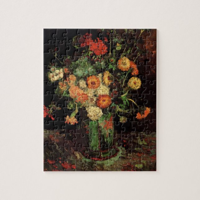 Vase mit Zinnias und Geranien, Vincent van Gogh (Vertikal)
