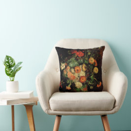 Vase mit Zinnias und Geranien, Vincent van Gogh Kissen
