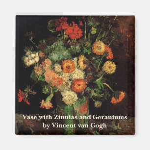 Vase mit Zinnias und Geranien, Vincent van Gogh Magnet