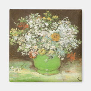 Vase mit Zinnie und Blumen von Vincent van Gogh Magnet