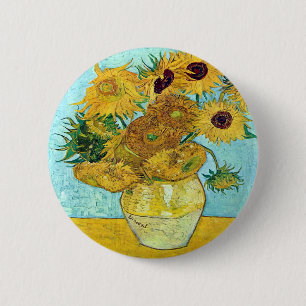 Vase mit zwölf Sonnenblumen durch Vincent van Gog Button