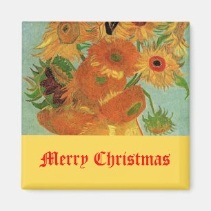 Vase mit zwölf Sonnenblumen, frohe Weihnachten Magnet