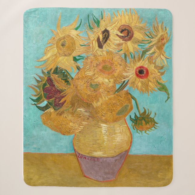 Vase mit zwölf Sonnenblumen | Van Gogh | Sherpadecke (Vorderseite)