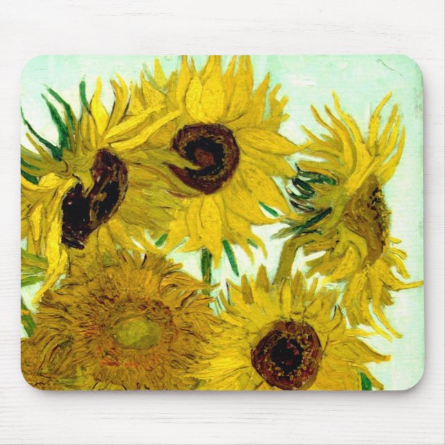 Vase mit zwölf Sonnenblumen, Van- Goghschöne Kunst Mousepad (Vorne)