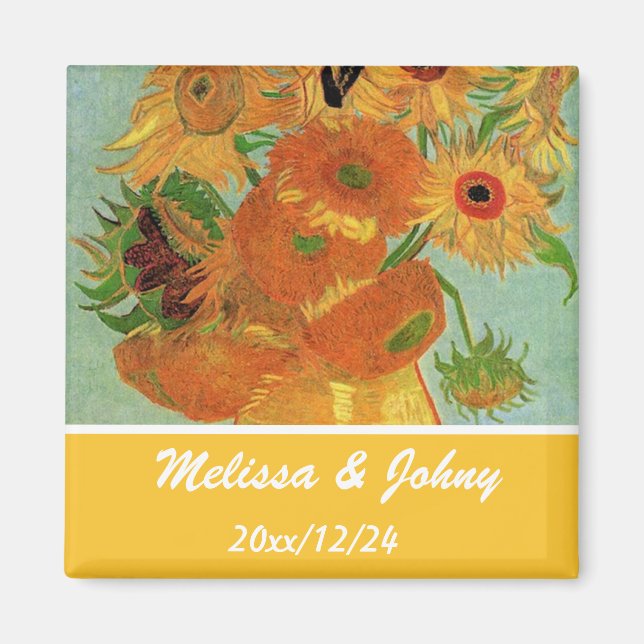 Vase mit zwölf Sonnenblumen, Vincent van Gogh Magnet (Vorne)