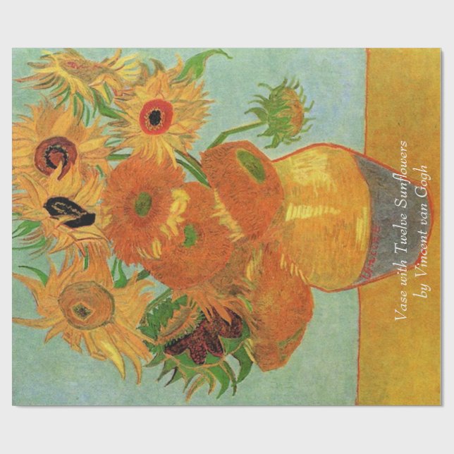 Vase mit zwölf Sonnenblumen von Vincent van Gogh. Geschenkpapier (Flach)