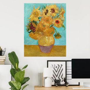 Vase mit zwölf Sonnenblumen von Vincent Van Gogh Poster