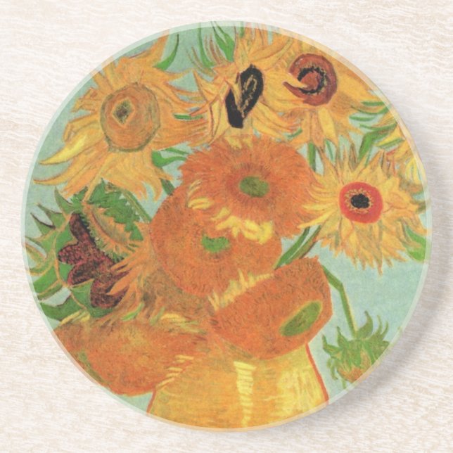 Vase mit zwölf Sonnenblumen von Vincent van Gogh Untersetzer (Vorne)