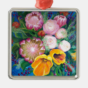 Vase of Flowers -- Proteas, Tulips and Roses Silbernes Ornament