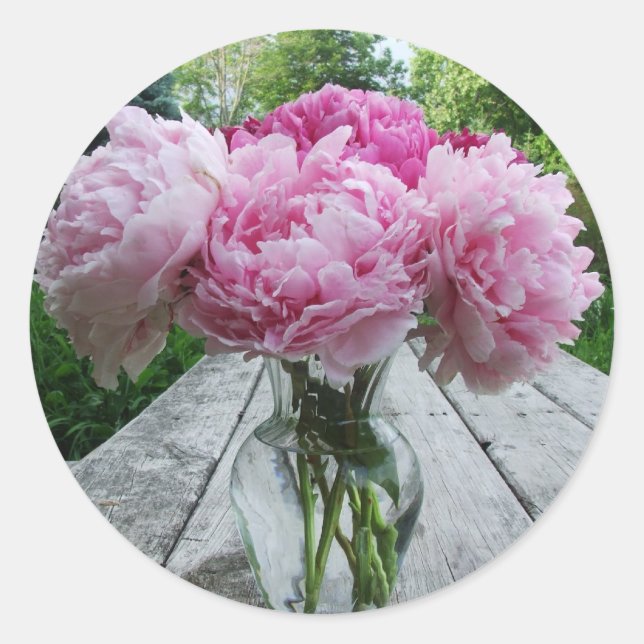 Vase rosa Peony / Peonies Stickers Labels (Vorderseite)