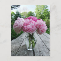 Vase rosa Pfingstrosen