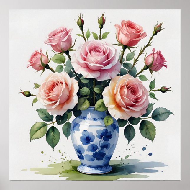 Vase Rose Poster | Maximale Wall Art (Vorne)