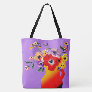 Vase rouge de fleurs Grand Sac fourre-tout
