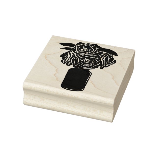 Vase schwarze Rose Original Silhouette noch Leben Gummistempel (Stempel)