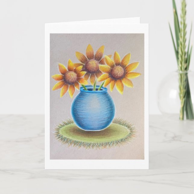 Vase Sonnenblumen Grußkarte Karte (Vorderseite)