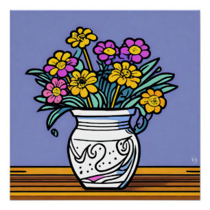 Vase und Blume Glossarster Poster