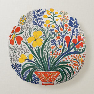 Vase und wilde Blumen  Rundes Kissen