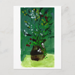 Vase vert sur carte postale arrière - plan verte