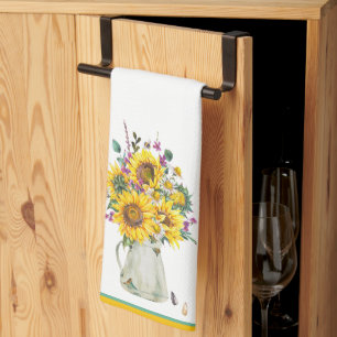 Vase von Sonnenblumen Geschirrtuch