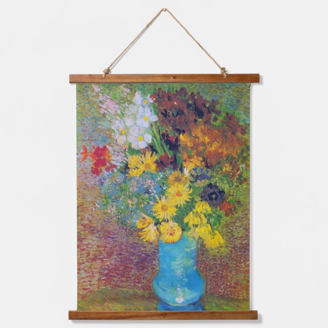 Vase with Daisies and Anemones, Van Gogh Wandteppich Mit Holzrahmen (Vorderseite)