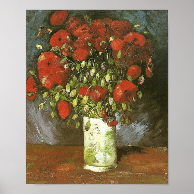 Vase with Red Poppies (F279) Van Gogh Fine Art Poster (Vorne)