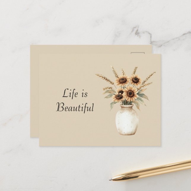 Vasemit Sonnenblumen  Postkarte (Vorderseite/Rückseite Beispiel)
