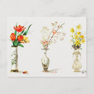 Vasen der Vintagen Blume Postkarte