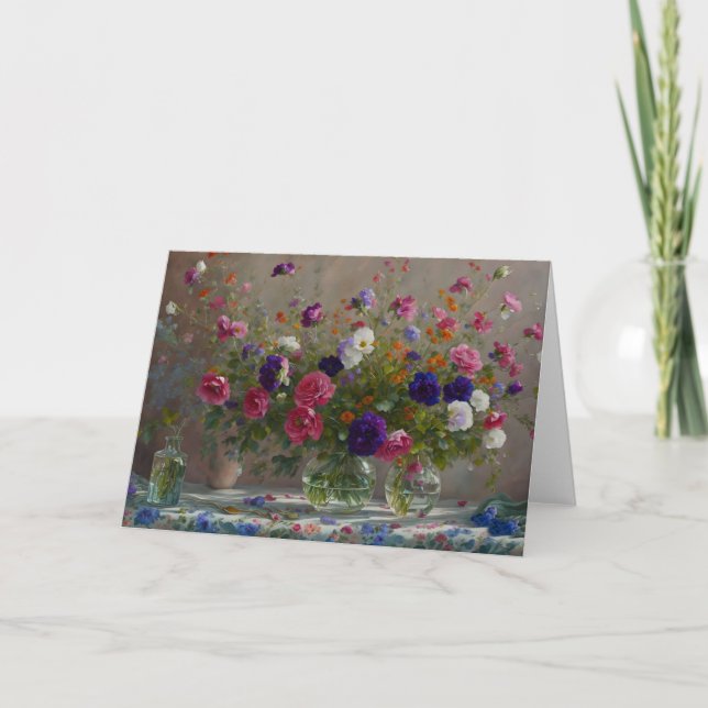 Vasen von Blume Bouquets Art Note Card Karte (Vorderseite)