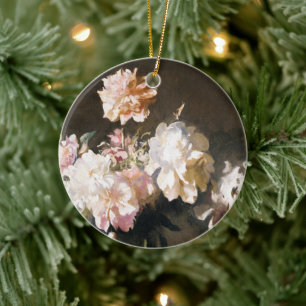Vasenvase mit Pfingstrosen Keramik Ornament