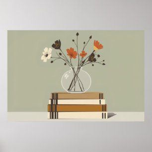 Vasenvase mit Wildblumen im Stil der Mitte des Jah Poster