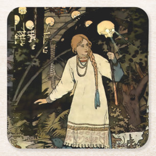 Vasilia the Beautiful von Ivan Bilibin Rechteckiger Pappuntersetzer