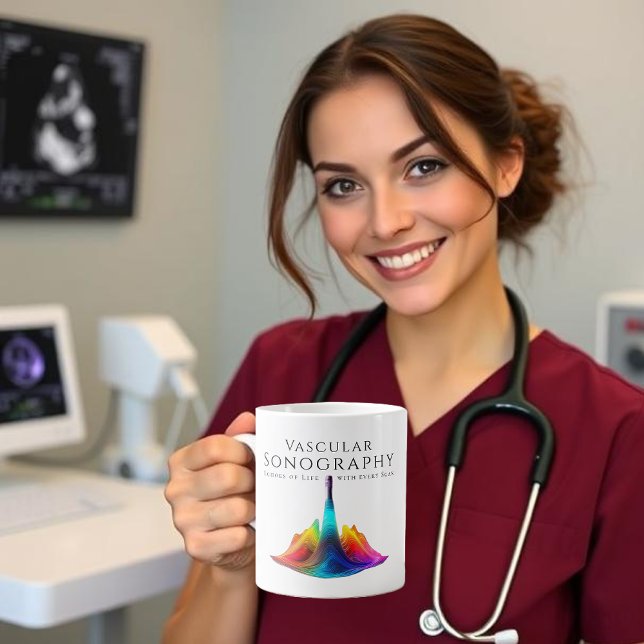 Vaskuläre Sonographen-farbige Ultraschallwellen Jumbo-Tasse (Vascular Sonographer-Colorful Ultrasound Waves Giant Coffee Mug)