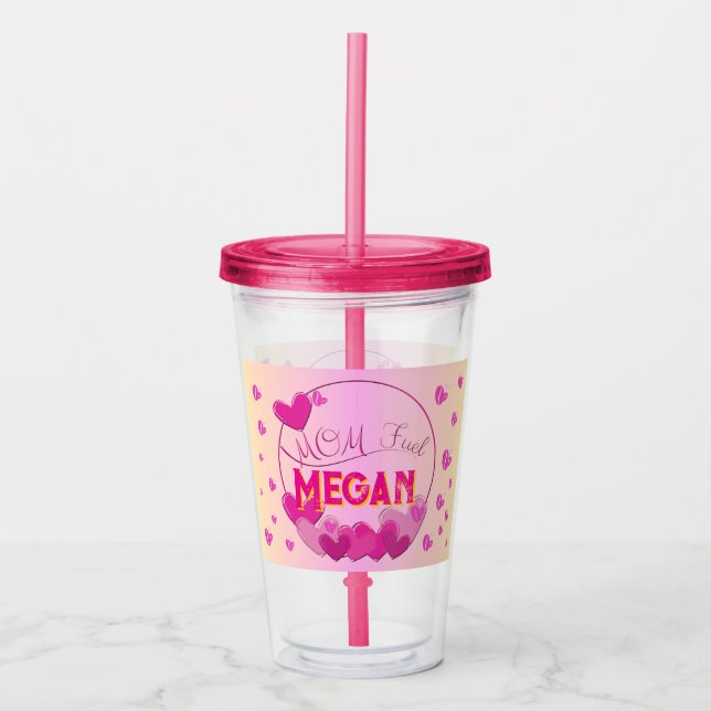 Vaso acrílico 'Mom Fuel coffee " editable nombre Acryltrinkbecher (Vorderseite)
