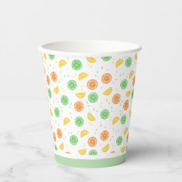 Vasos de papel cítricos borde verde pappbecher