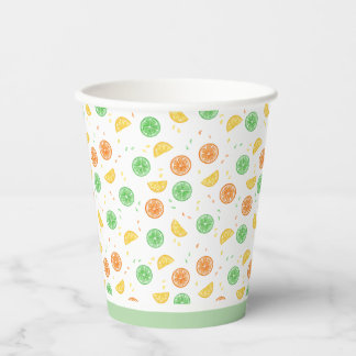 Vasos de papel cítricos borde verde pappbecher