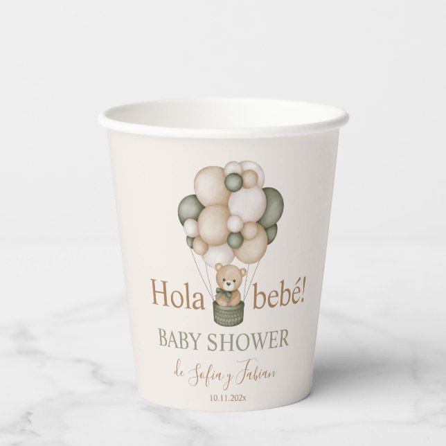 Vasos De Papel Teddy Bear Baby Shower Boy Pappbecher (Rückseite)