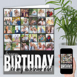Vater 31 Foto Collage Happy Birthday Card Karte<br><div class="desc">Erstellen Sie Ihre eigene große Geburtstagskarte. Die Bildvorlage ist für Sie bereit, 31 Ihrer Lieblingsfotos hinzuzufügen, von denen 30 in quadratischer / instagrammartiger Form in einer einfachen Gitterrost-Foto-Collage dargestellt werden, und die Hauptsache ist im Rahmen-Porträtformat auf der Innenseite. Die Vorderseite der Geburtstagskarte ist mit moderner überdimensionaler Typografie und Pinselschrift versehen....</div>