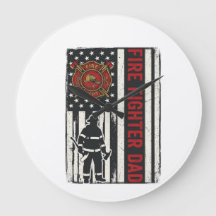 Vater als Feuerwehrmann Distressed Flagge Vektorde Große Wanduhr